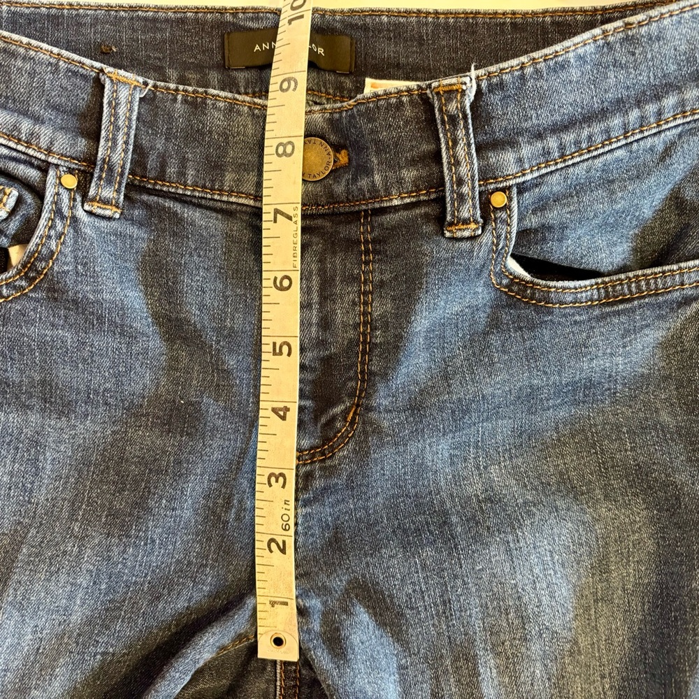 Ann Taylor Up Cycled with Vintage Arrowhead Quilt Bell Bottom Blue Jeans Sz‎ 8 - Picture 8 of 13